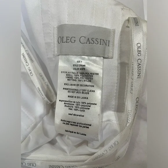 Oleg Cassini Strapless Wedding Dress with Beading A-line - Picture 4 of 14